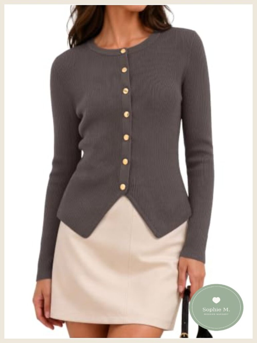 Women's Ribbed Knit Button Front Cardigan Long Sleeve V-Neck Lightweight